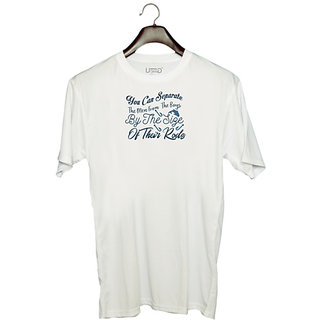                      UDNAG Unisex Round Neck Graphic 'Fishing | You can separate' Polyester T-Shirt White                                              