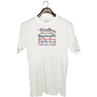                       UDNAG Unisex Round Neck Graphic 'Sometimes when i see my grand daughters | Dr. Seuss' Polyester T-Shirt White                                              
