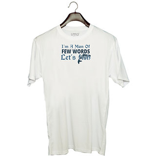                       UDNAG Unisex Round Neck Graphic 'Fishing | I am a men of' Polyester T-Shirt White                                              