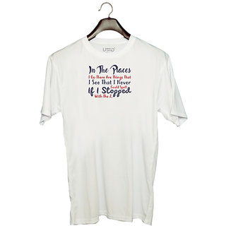                       UDNAG Unisex Round Neck Graphic 'In the places i see that i never could spell | Dr. Seuss' Polyester T-Shirt White                                              