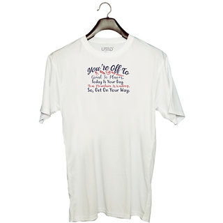                       UDNAG Unisex Round Neck Graphic 'Today is your day so get on your way | Dr. Seuss' Polyester T-Shirt White                                              