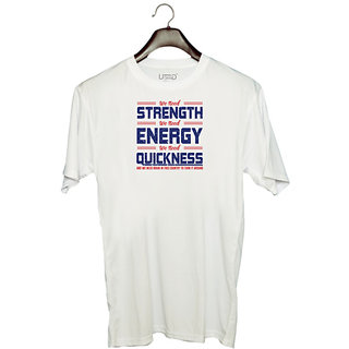                       UDNAG Unisex Round Neck Graphic 'Strength energy quickness | Donalt Trump' Polyester T-Shirt White                                              
