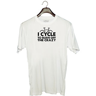                       UDNAG Unisex Round Neck Graphic 'Cycle | cycle to burn off' Polyester T-Shirt White                                              