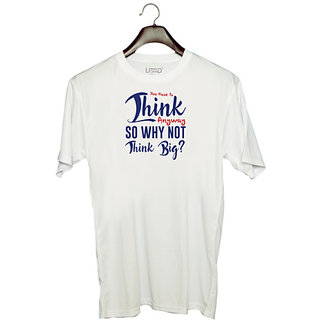                       UDNAG Unisex Round Neck Graphic 'Think big | Donalt Trump' Polyester T-Shirt White                                              
