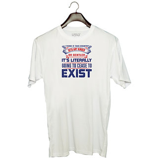                       UDNAG Unisex Round Neck Graphic 'Exist | Donalt Trump' Polyester T-Shirt White                                              