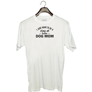                       UDNAG Unisex Round Neck Graphic 'Dogs | Dog mom' Polyester T-Shirt White                                              