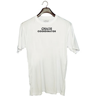                       UDNAG Unisex Round Neck Graphic 'Coordinator | chaos coordinator' Polyester T-Shirt White                                              