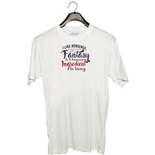                       UDNAG Unisex Round Neck Graphic 'Fantasy Ingredient in living | Dr. Seuss' Polyester T-Shirt White                                              