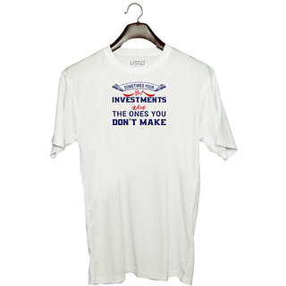                       UDNAG Unisex Round Neck Graphic 'Investment | Donalt Trump' Polyester T-Shirt White                                              