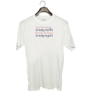                       UDNAG Unisex Round Neck Graphic 'He really worked he really played | Dr. Seuss' Polyester T-Shirt White                                              