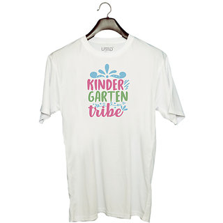                       UDNAG Unisex Round Neck Graphic 'Teacher Student | kindergarten tribe' Polyester T-Shirt White                                              