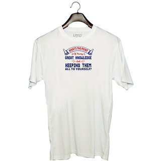                      UDNAG Unisex Round Neck Graphic 'Great knowledge | Donalt Trump' Polyester T-Shirt White                                              