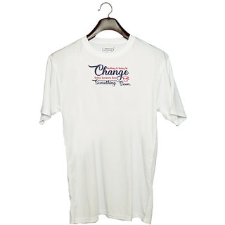                       UDNAG Unisex Round Neck Graphic 'Change something soon | Dr. Seuss' Polyester T-Shirt White                                              