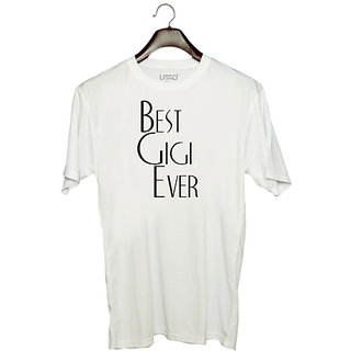                       UDNAG Unisex Round Neck Graphic 'Gigi | best gigi ever' Polyester T-Shirt White                                              