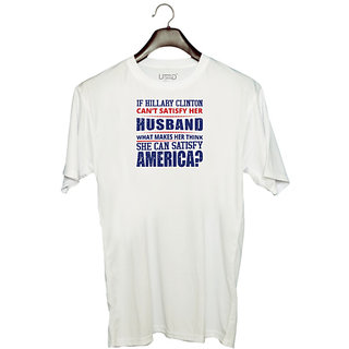                       UDNAG Unisex Round Neck Graphic 'America | Donalt Trump' Polyester T-Shirt White                                              