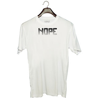                       UDNAG Unisex Round Neck Graphic 'No | nope' Polyester T-Shirt White                                              