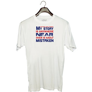                       UDNAG Unisex Round Neck Graphic 'My story is everywhere | Donalt Trump' Polyester T-Shirt White                                              
