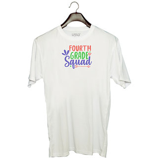                       UDNAG Unisex Round Neck Graphic 'Teacher Student | 4th grade squad' Polyester T-Shirt White                                              