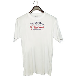                       UDNAG Unisex Round Neck Graphic 'the things you can find if you dont stay behind | Dr. Seuss' Polyester T-Shirt White                                              