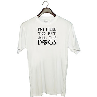                       UDNAG Unisex Round Neck Graphic 'Dog | i'm here' Polyester T-Shirt White                                              