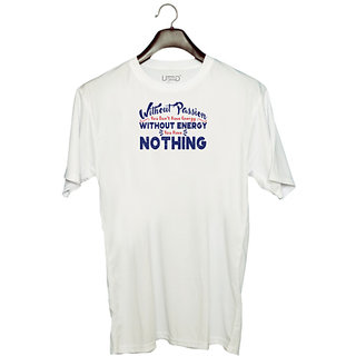                       UDNAG Unisex Round Neck Graphic 'Without energy nothing | Donalt Trump' Polyester T-Shirt White                                              