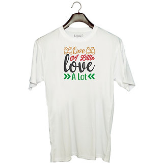                       UDNAG Unisex Round Neck Graphic 'Christmas | live a little love a lot' Polyester T-Shirt White                                              