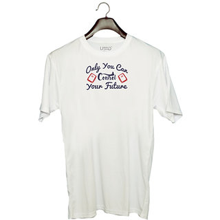                       UDNAG Unisex Round Neck Graphic 'Only you can control your future | Dr. Seuss' Polyester T-Shirt White                                              