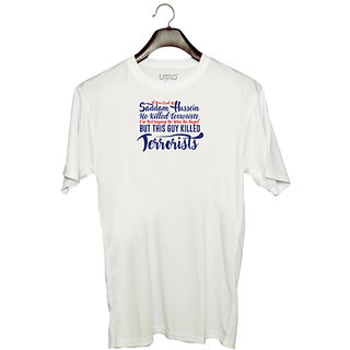                       UDNAG Unisex Round Neck Graphic 'Terrorists | Donalt Trump' Polyester T-Shirt White                                              