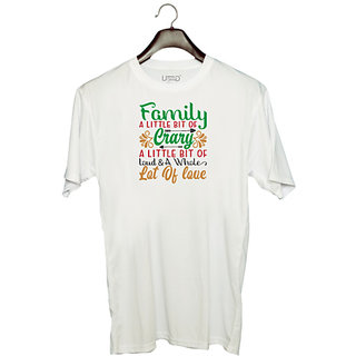                       UDNAG Unisex Round Neck Graphic 'Christmas | family little bit of carry' Polyester T-Shirt White                                              
