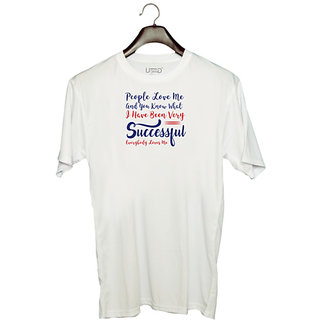                       UDNAG Unisex Round Neck Graphic 'Succesfull | Donalt Trump' Polyester T-Shirt White                                              