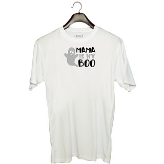                       UDNAG Unisex Round Neck Graphic 'Halloween | mama is my boo' Polyester T-Shirt White                                              