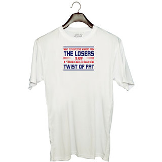                       UDNAG Unisex Round Neck Graphic 'The loser twist of fat | Donalt Trump' Polyester T-Shirt White                                              