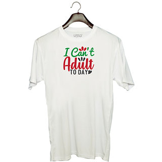                       UDNAG Unisex Round Neck Graphic 'Christmas | i can't adult to day' Polyester T-Shirt White                                              