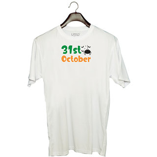                       UDNAG Unisex Round Neck Graphic 'Halloween | 31st october' Polyester T-Shirt White                                              