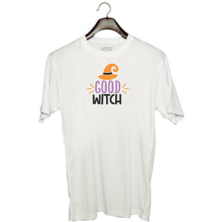                       UDNAG Unisex Round Neck Graphic 'Halloween | good witch' Polyester T-Shirt White                                              
