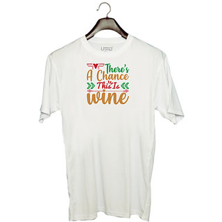                       UDNAG Unisex Round Neck Graphic 'Christmas | there's a change this is wine' Polyester T-Shirt White                                              