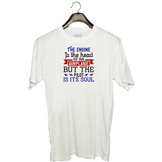                       UDNAG Unisex Round Neck Graphic 'Airforce | the engine is the heart airplane' Polyester T-Shirt White                                              