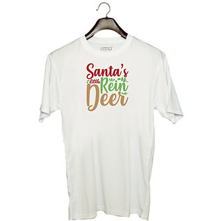                       UDNAG Unisex Round Neck Graphic 'Christmas | santa little rein dreen' Polyester T-Shirt White                                              