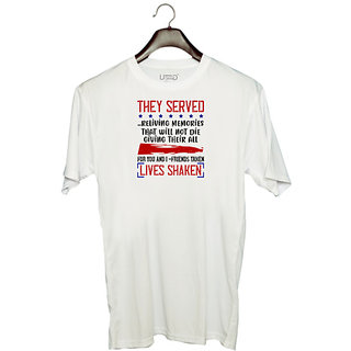                       UDNAG Unisex Round Neck Graphic 'Airforce | they served.... reliving memories' Polyester T-Shirt White                                              