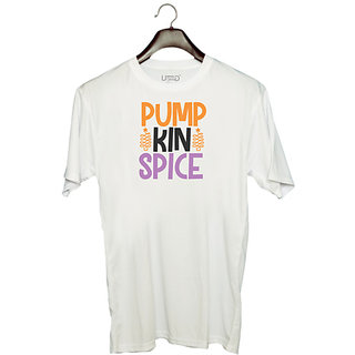                       UDNAG Unisex Round Neck Graphic 'Halloween | pumpkin' Polyester T-Shirt White                                              