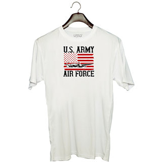                       UDNAG Unisex Round Neck Graphic 'Airforce | UA army air force' Polyester T-Shirt White                                              
