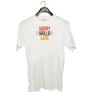                       UDNAG Unisex Round Neck Graphic 'Halloween | happy hallo ween' Polyester T-Shirt White                                              