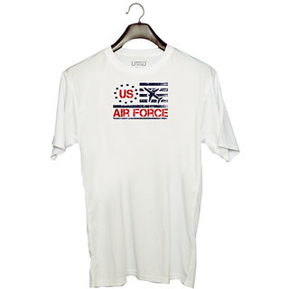                       UDNAG Unisex Round Neck Graphic 'Airforce | us air force' Polyester T-Shirt White                                              