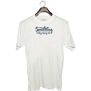                       UDNAG Unisex Round Neck Graphic 'Fishing | Something' Polyester T-Shirt White                                              
