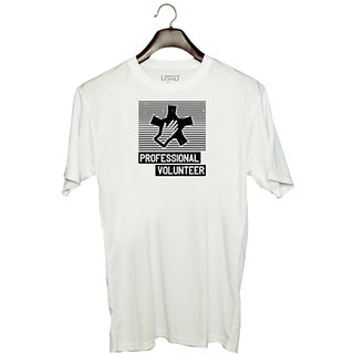                       UDNAG Unisex Round Neck Graphic 'Volunteers | Professional Volunteer' Polyester T-Shirt White                                              