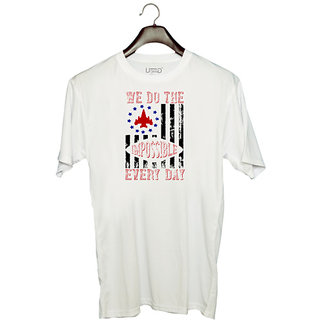                       UDNAG Unisex Round Neck Graphic 'Airforce | we do the impossible every day' Polyester T-Shirt White                                              