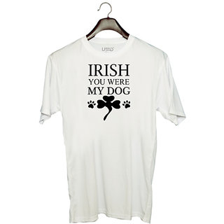                       UDNAG Unisex Round Neck Graphic 'Dog | Irish' Polyester T-Shirt White                                              