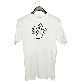                       UDNAG Unisex Round Neck Graphic 'Halloween | Spooky copy' Polyester T-Shirt White                                              
