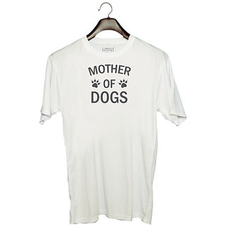                      UDNAG Unisex Round Neck Graphic 'Dogs | Mother of Dogs' Polyester T-Shirt White                                              