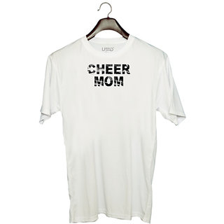                       UDNAG Unisex Round Neck Graphic 'Mother | cheer mom' Polyester T-Shirt White                                              